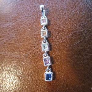 Vintage Sterling Silver Petite 5 Square Chain Necklace Pendant
