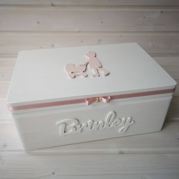 Personalized keepsake box for baby, Time capsule box, Baby Shower, Newborn Gift, Girl gift keepsake memories box, Birthday gift, Pink