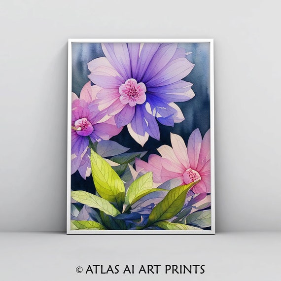 Flower Watercolor Printable Printable Wall Art Watercolor - Etsy