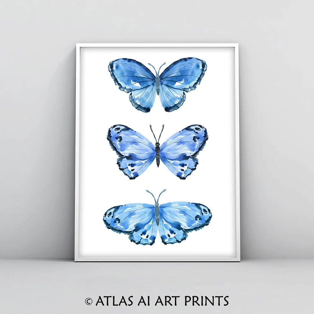 Butterfly Printable Wall Art, Butterfly Print, 3 Butterflies Watercolor ...