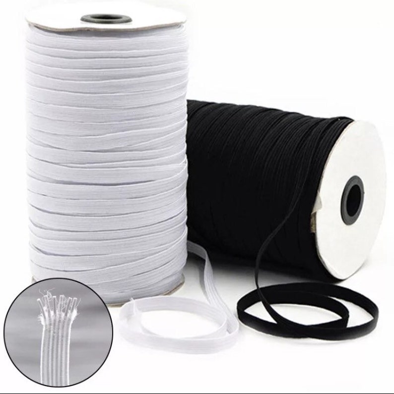 Ruban Élastique 5m X 50mm - Blanc Ou Noir, 70% Polyester 30% Élasthanne