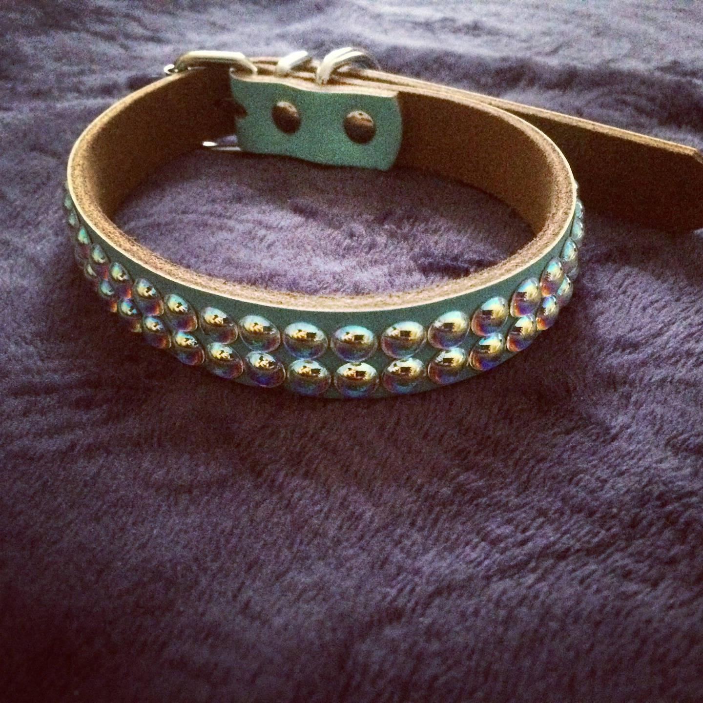 Collier Pour Chien en Cuir Orné de Swarovski Fait Mains