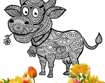 Download Mandala cow | Etsy