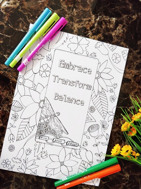 Embrace Transform Adult Coloring page instant download | Etsy