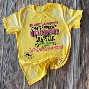 1990s summer vibes country music graphic tee, strawberry wine, watermelon crawl