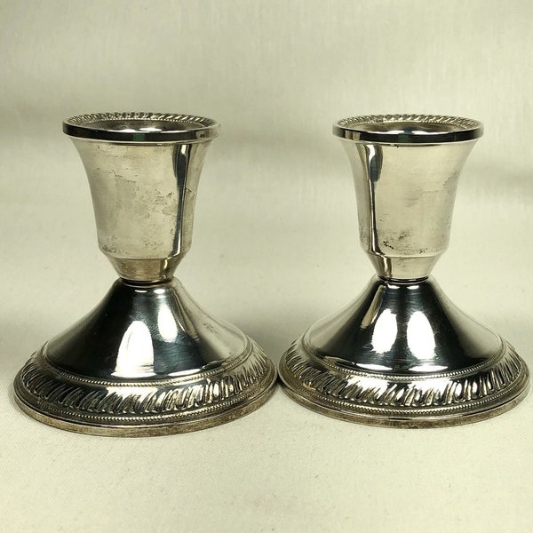 Pair of Candlesticks - Sterling Silver - Weighted -Duchin Creation 3 inches High - WOW!