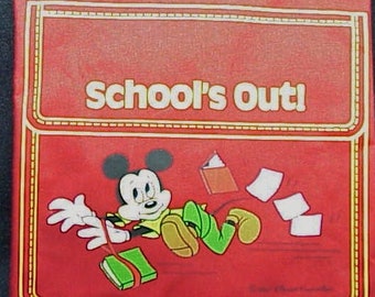 Vintage Disney Mickey Mouse Schools Out Canvas Tote Bag ©Walt Disney Productions