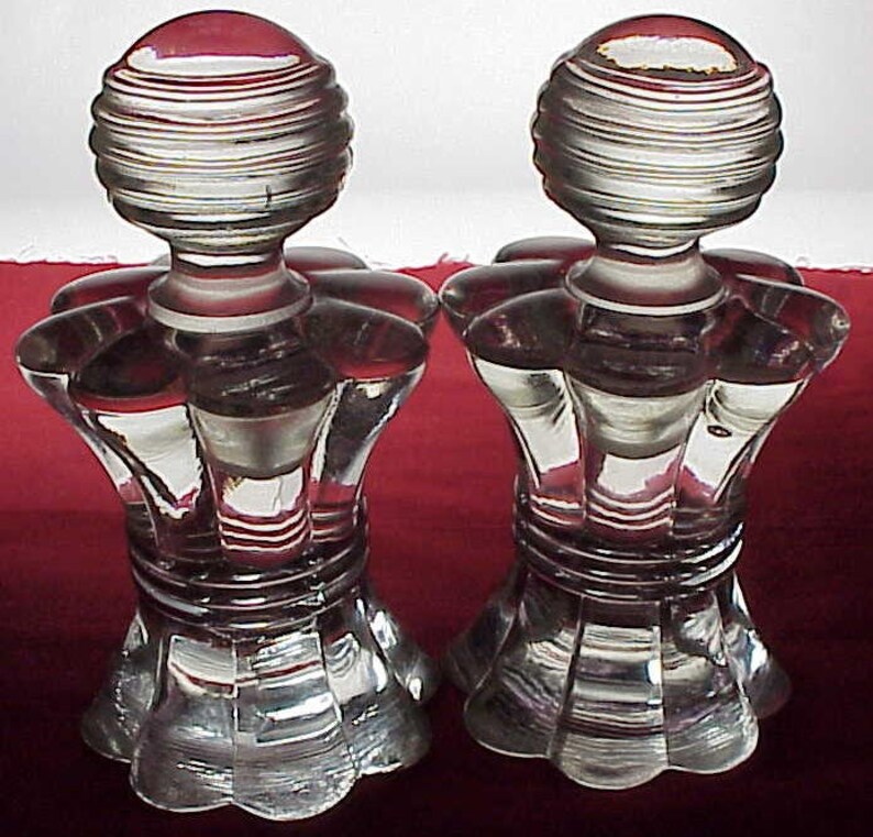 Pair Perfume Bottles & Stoppers Vintage Clear Crystal Glass Etsy