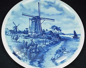 Vintage Delft Holland Delft-Blauw Hand decorated CHARGER Flow Blue 12 5/8" Huge - WOW!!