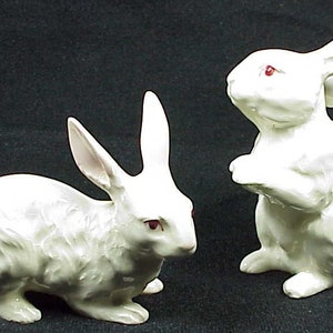 Haeger Cerámica Cerámica Blanco Oval BASKET & un conjunto de conejos blancos lindos GRATIS imagen 5