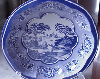 BOWL Vintage 10.5" The Tin Box Co of America New York Delft FLOW Blue Design! WOW