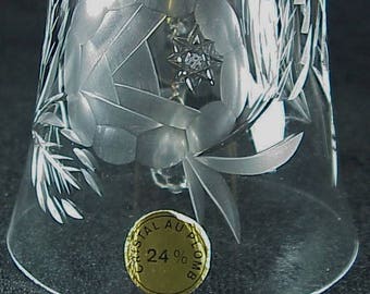 Antique BELL 24% lead crystal Cristal Au Plomb handcut, etched Roses on glass!