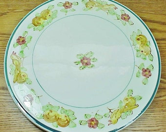 Signed 12" Japanese Ceramic/China Cake Plate Platter - Fruit Flowers & Birds WOW