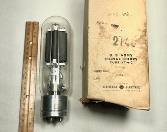 General Electric TUBE VT-4-C dans sa boîte d'origine U.S. Army Signal Corps 30 juin 1943 - WOW !