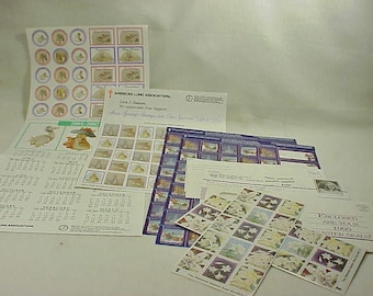 Lot de 6 feuilles complètes de timbres commémoratifs American Lung Ass'n & Easter Seals