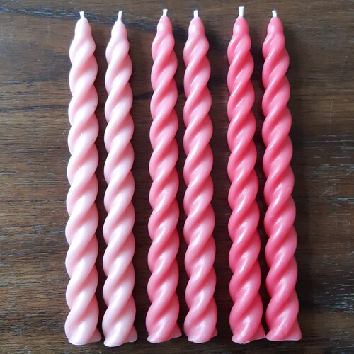 Pink Beeswax No Drip Candles Spiral Candles 100 Natural 5 Etsy