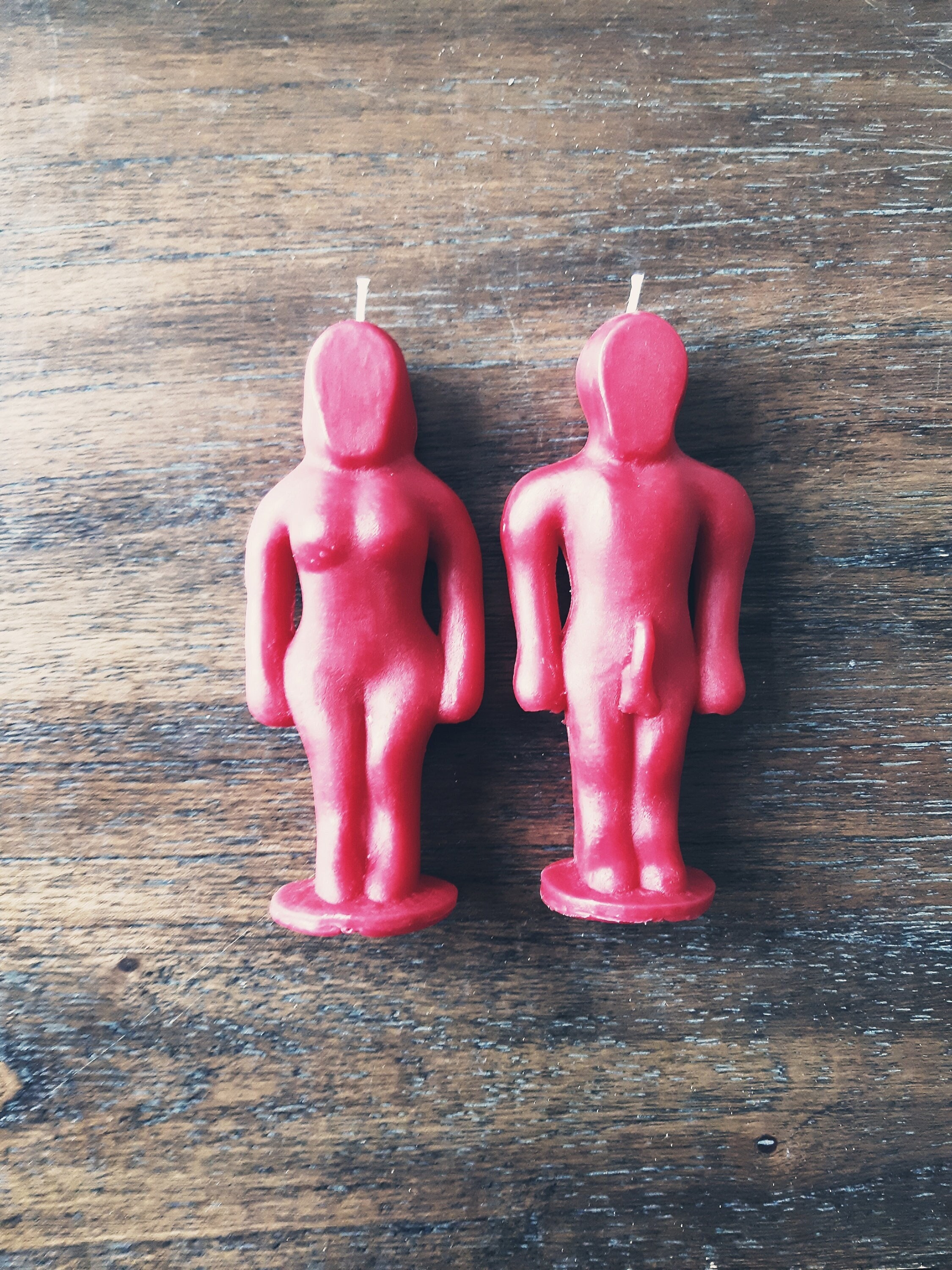 Bougie Homme Femme - Adam et Eve Dagyde en Cire d'abeille 100% Naturel Couleur Rouge Bougies Design 