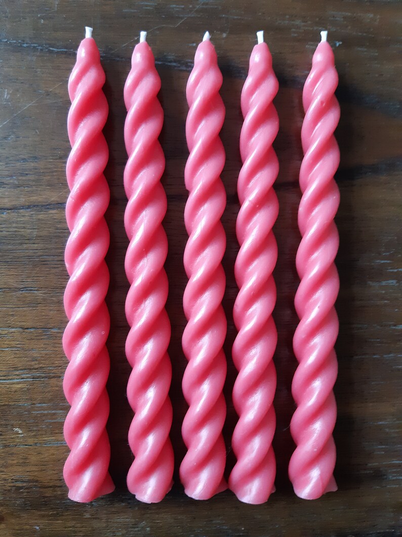 Pink Beeswax No Drip Candles Spiral Candles 100 Natural 5 Etsy