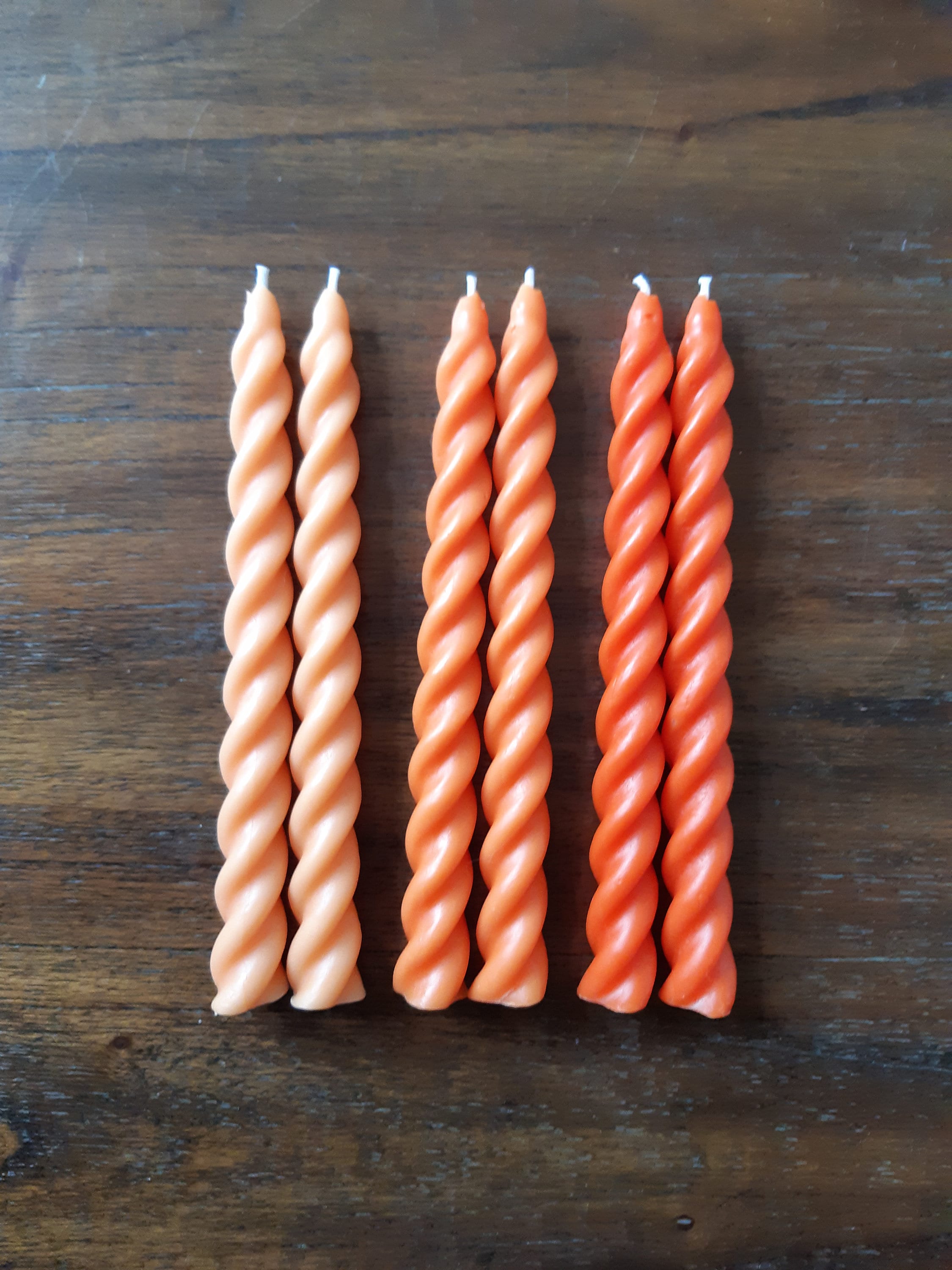 Chandelles Cire d'abeille Sans Coulure - Couleur Corail Saumon Orange 5 Heures Chandelles Spirales P