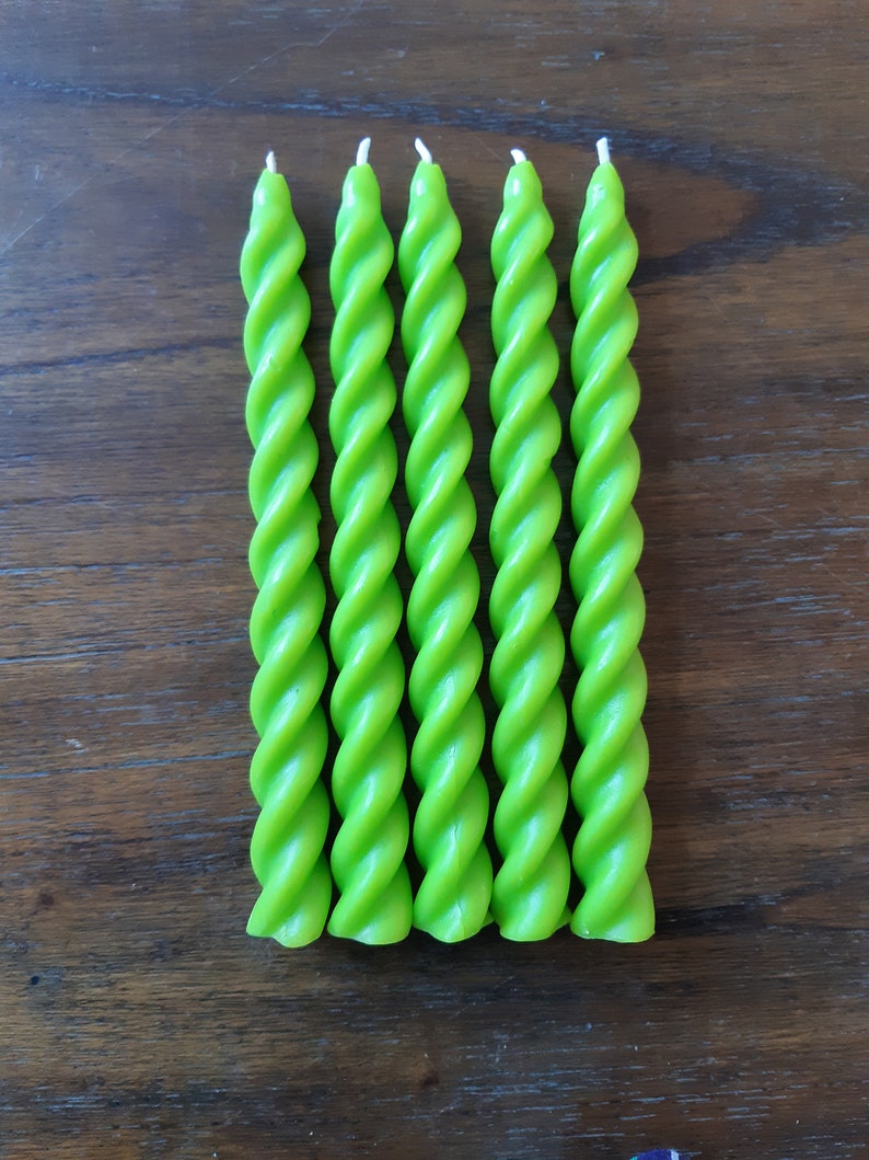 Green beeswax no drip candles spiral candles 100 natural Etsy Polska