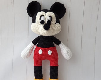 Mickey Mouse, Disney, Handmade Crochet, Crocheted Knitted figure soft plushy amigurumi, crochet Mickey Mouse, stuffed doll.