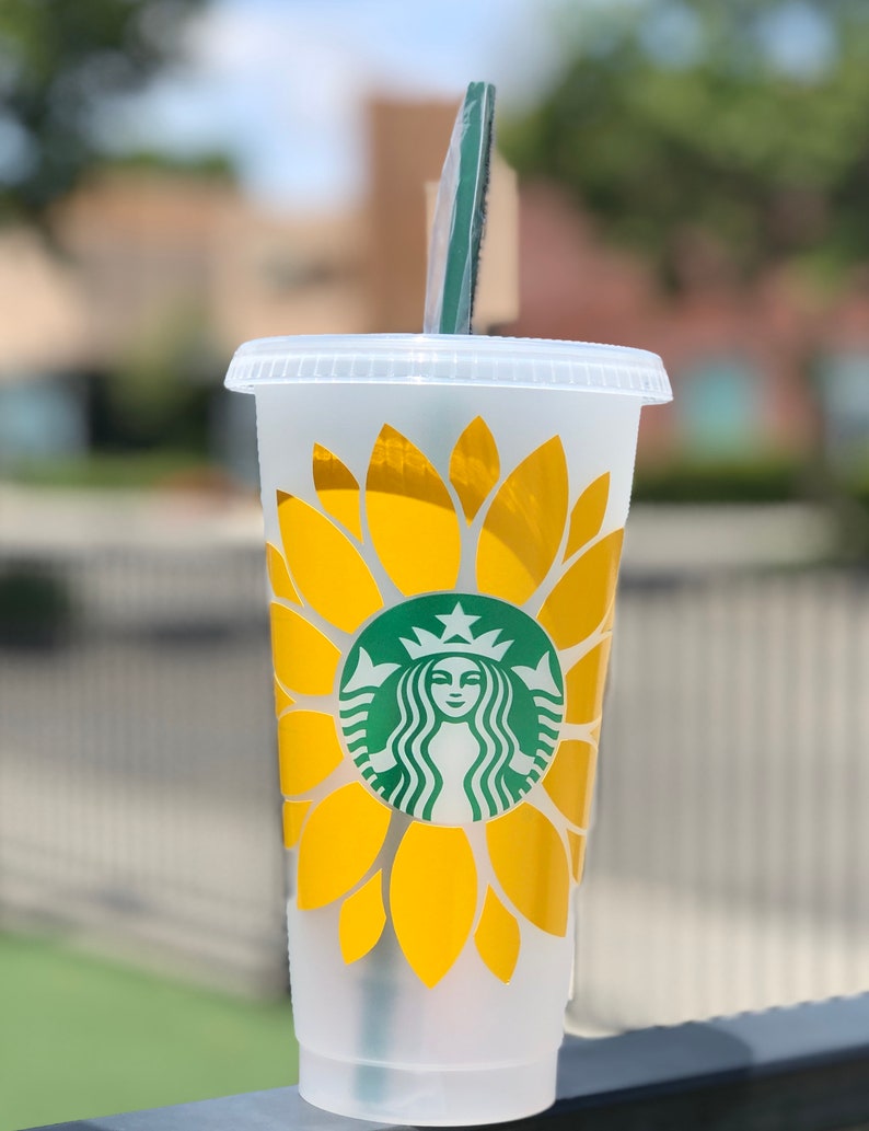 Sunflower Starbucks Tumbler Sunflower Cup Sunflower Etsy