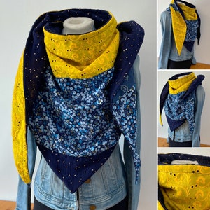 Maxi scarf, shawl, scarf E109 Double Patchwork Spring-Summer in cotton