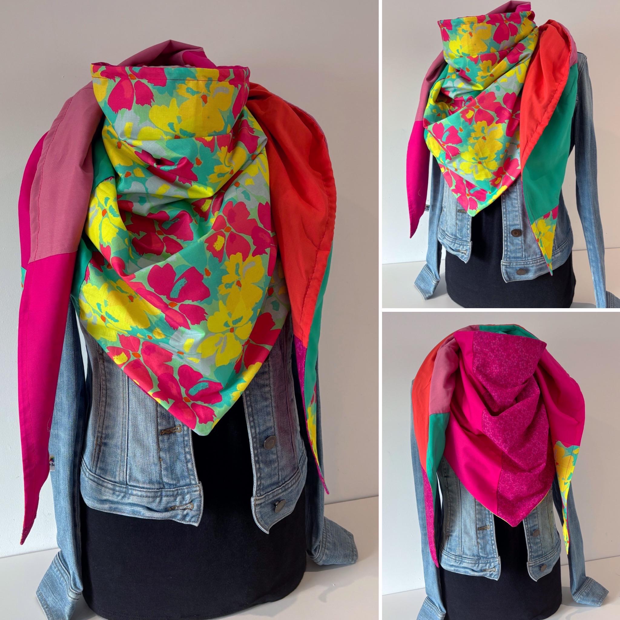 【新品未使用】malion vintage パッチワークスカーフ マキシスカーフ、ショール、フーラード E327 ダブルパッチワーク 春夏