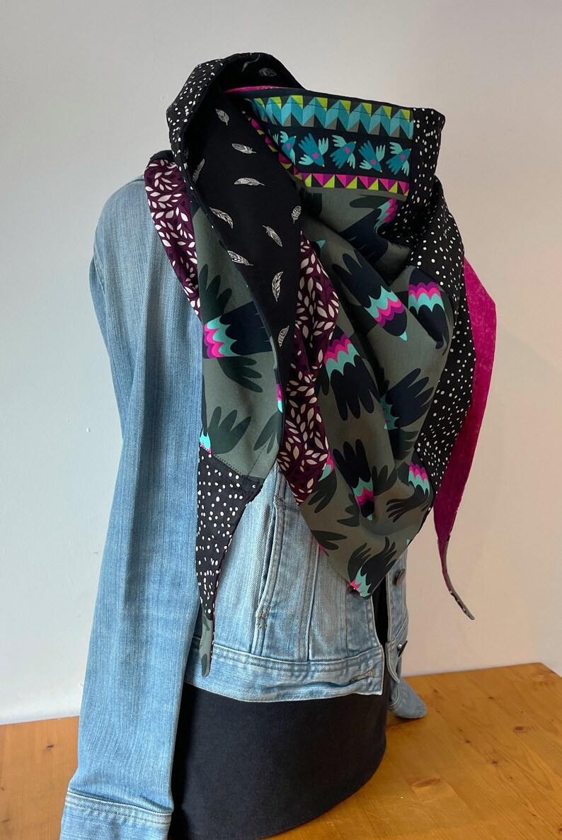 Maxi scarf, shawl, scarf E212 in Patchwork Spring-Summer image 3