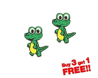 2szt. Mini krokodyl aligator01 żelazko na łacie śmieszne łatki Mini łatka mała łatka haftowana