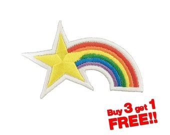 Star with Rainbow Applique IRON ON PATCH funny patches Star Patch Rainbow Patch