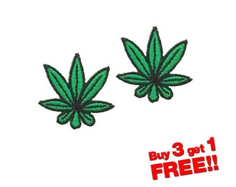 2pcs Mini Weed Iron On Patch funny patches Mini Patch Small Patch