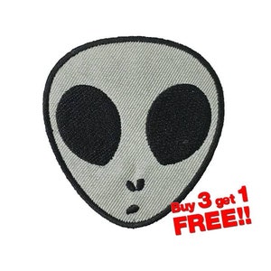 Gris Alien Applique IRON EN PATCH parches divertidos Alien Patch
