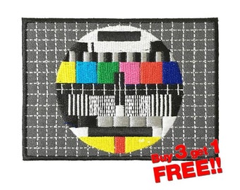 Vintage Television Applique Iron On Patch funny patches TV Test Patch Embroidered