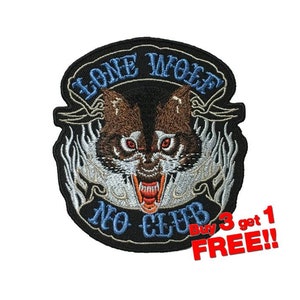 Lone Wolf No Club Applique IRON ON PATCH funny patches Wolf Patch