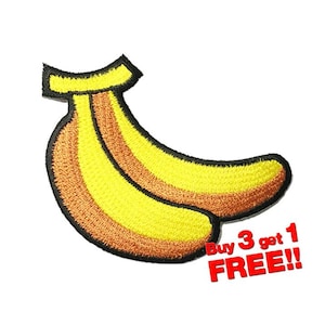 Two Bananas Applique IRON ON PATCH funny patches bananas patch Embroidered