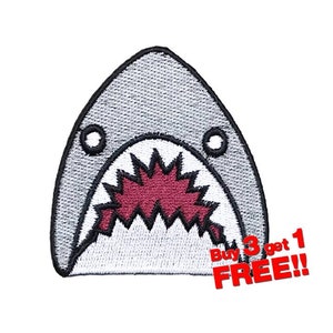 Super Shark Applique IRON ON PATCH funny patches