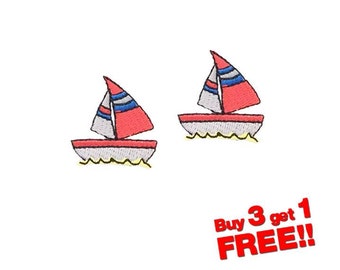 2pcs Mini Sailboat Iron On Patch funny patches Mini Patch Small Patch Embroidered