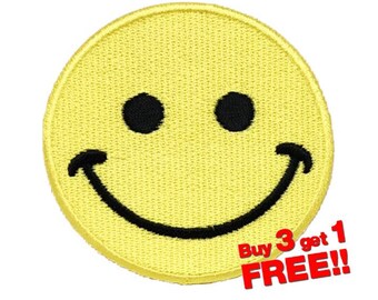 Smiley Applique IRON ON PATCH funny patches Badge