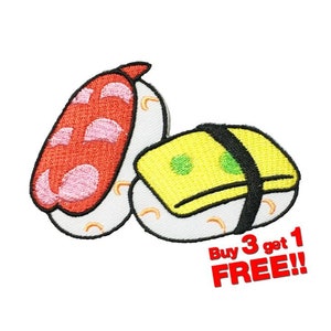 Sushi Japan Applique IRON ON PATCH funny patches Sushi Patch Embroidered
