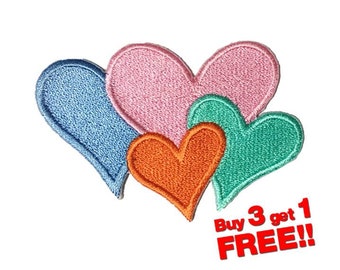 Four Heart Applique IRON ON PATCH funny patches Heart Patch Embroidered