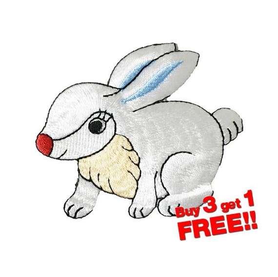 Hare Rabbit Applique IRON ON PATCH funny patches Badge rabbit patch