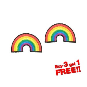 2pcs Mini Rainbow Iron On Patch funny patches Mini Patch Small Patch Embroidered