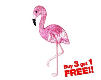 Flamingo01 Bird Applique IRON ON PATCH funny patch bird patch Flamingo Patch