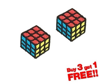 2pcs Mini Rubik Cube Iron On Patch funny patches Mini Patch Small Patch Embroidered Patch