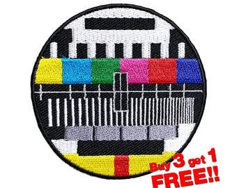 Vintage Television Applique Iron On Patch funny patches TV Test Patch Embroidered cute