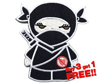 Ninja Kids Applique IRON ON PATCH funny patches