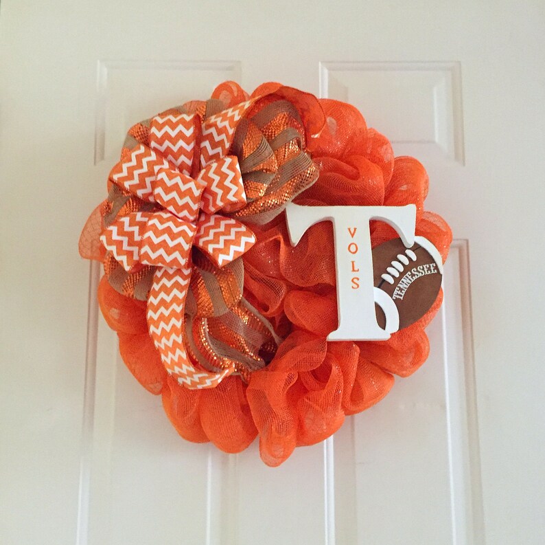 Tennessee Vols wreath TN Volunteers wreath Big Orange Football wreath University of Tennessee wreath UT Vols deco mesh wreath UT wreath