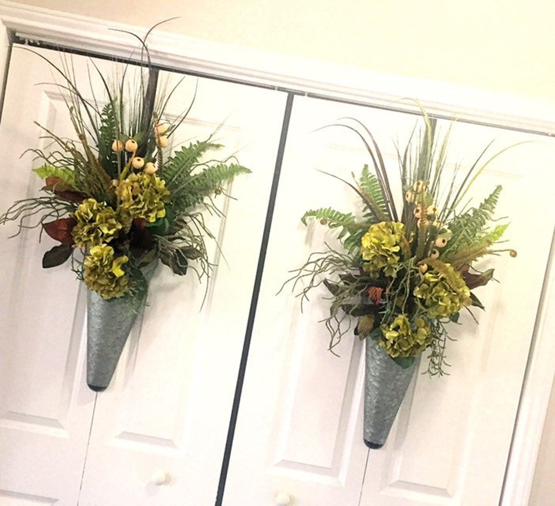 2 Pieces Metal Wall Vases Wall Decor Wall Vases Farmhouse Etsy