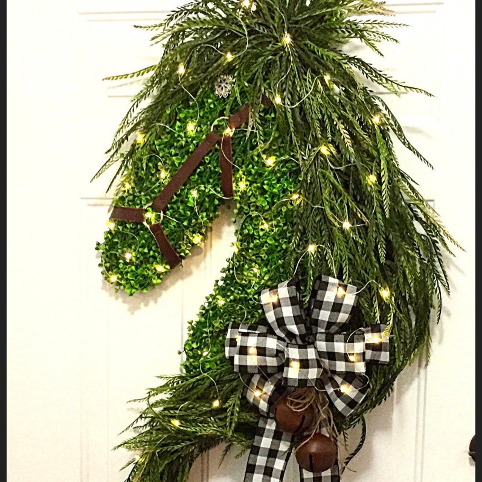 Christmas Lighted Horse Wreath, Lighted Holiday Horse Wreath , Xmas